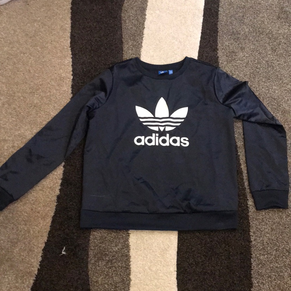 Navy metallic adidas crew neck